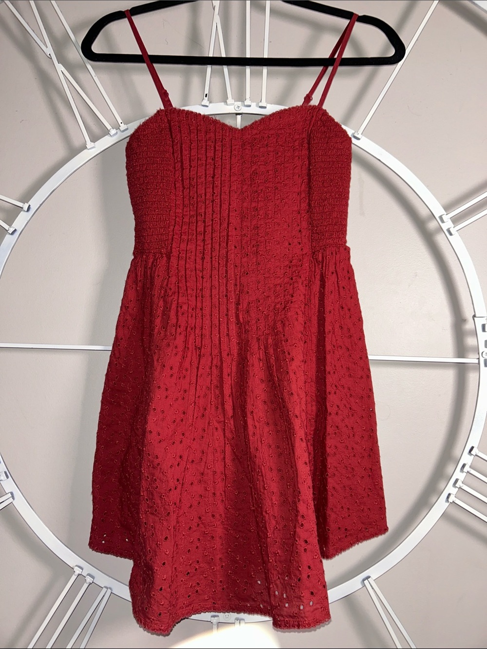 NWT aerie Red Eyelet Spaghetti-Strap Sundress